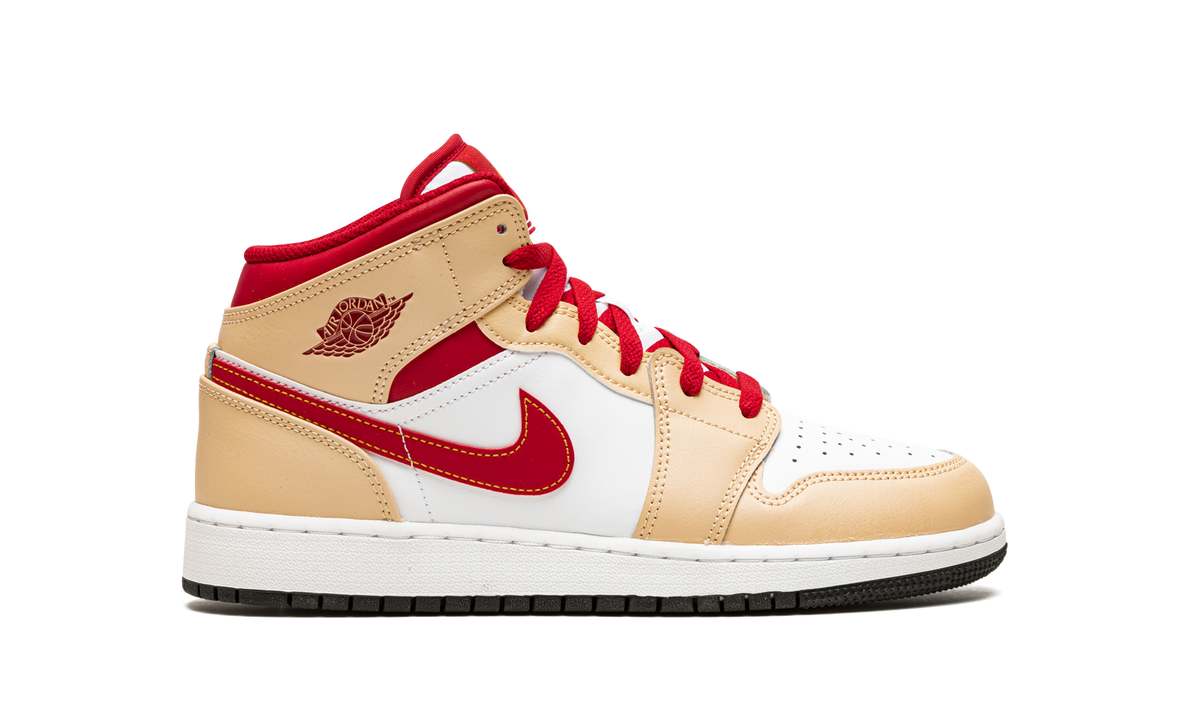 Air Jordan 1 Mid GS Beige / Red 554725 201